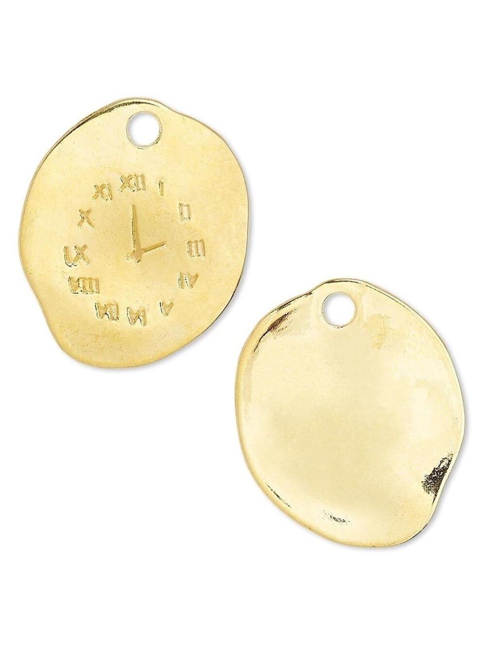 10 Gold 14K Plated Pewter Salvador Dali Style 25x21mm Clock Face Charms Pendants